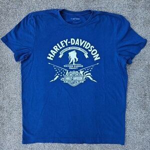 Harley-Davidson Mens Wounded Warrior Project Short Sleeve Tee Shirt Blue Size XL